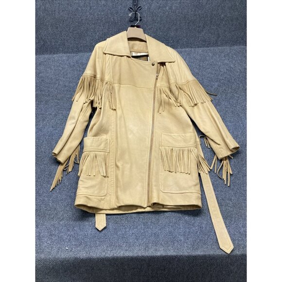 Vintage Avenue de L’opera Express Western Leather Jacket Women Sz XS Tan *READ* - Picture 1 of 13